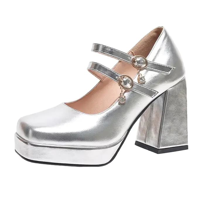 Chaussures à talons hauts épais pour femmes, imperméables, bout carré, à la mode, pour fête de mariage, mariée, bureau, affaires, plateforme, 336 – 1