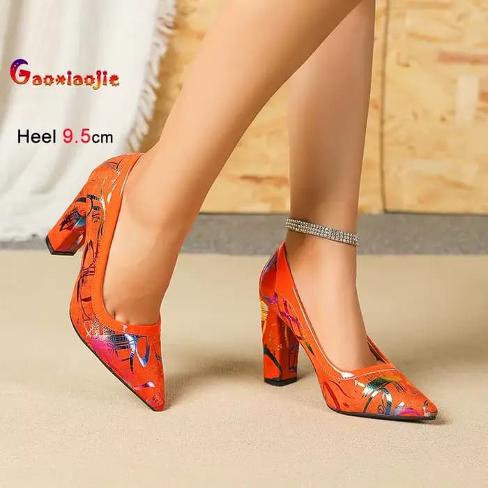 Nouvelles chaussures à talons hauts pour femmes, mode printemps automne, bouche peu profonde, bout pointu, talon épais, chaussures à talons hauts, chaussures simples pour femmes, grande taille 36-43
