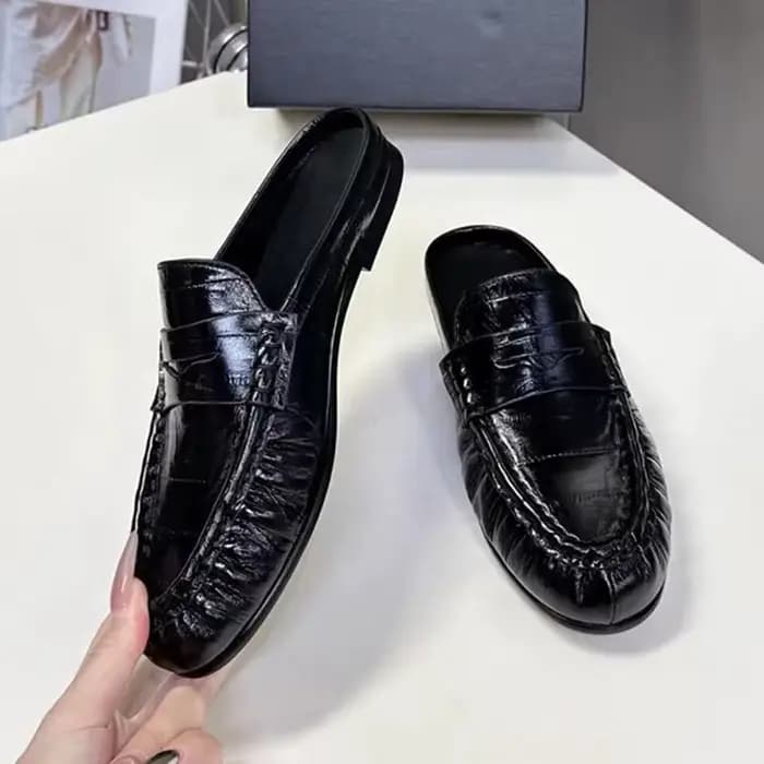 Dilalula 2026 Tendance Mules plissées en cuir naturel pour femme