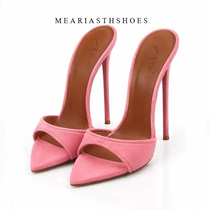2026 Escarpins couleur nude pour femmes, talons fins de 10 cm et 12 cm, à bout pointu et ouvert, style mules et sandales, chaussures de soirée