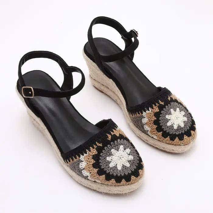 Sandales à talons compensés tricotées pour femmes
