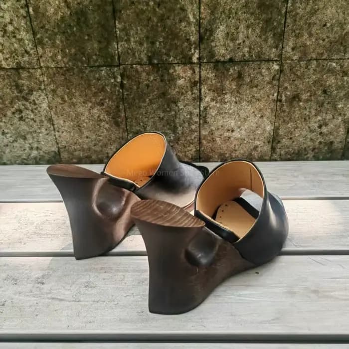 Pantoufles à talons hauts compensés en bois pour femmes