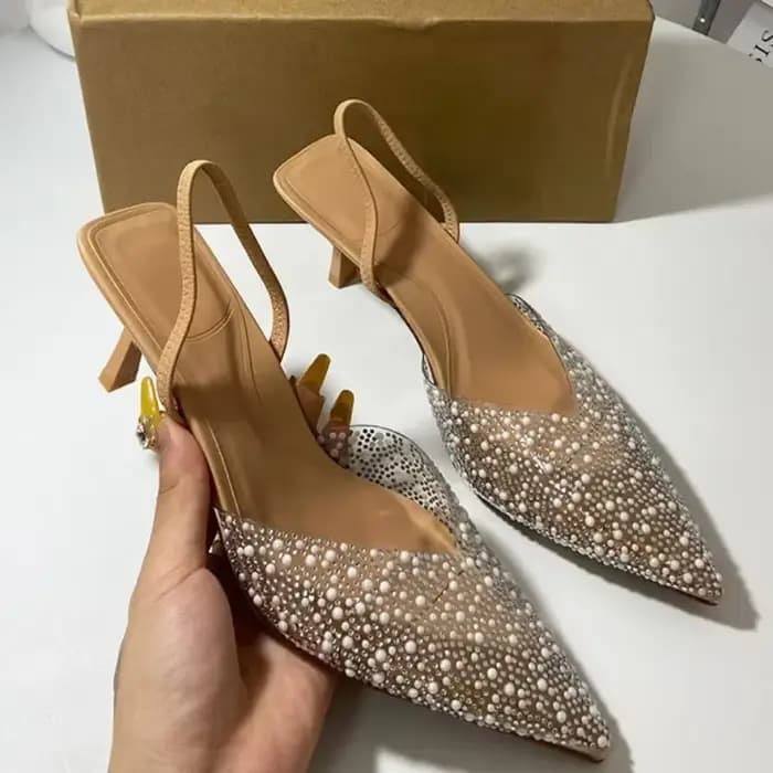 Sandales à Talons Hauts Transparents et Pointus pour Femme