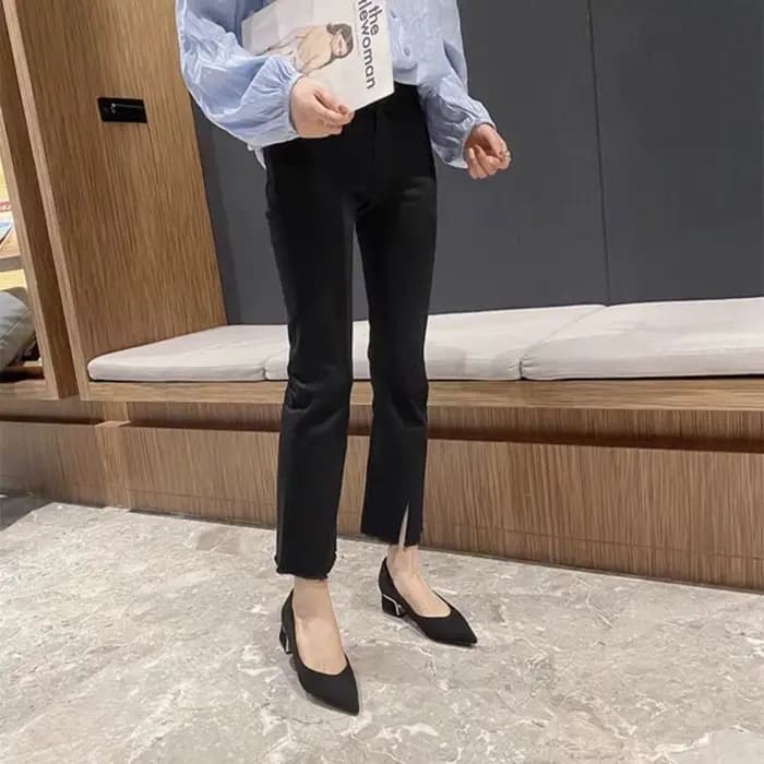 Femme pompes bureau bout pointu Sexy avec talons moyens chaussures pour femmes en gros populaire robe élégante jeune 2025 tendance A décontracté