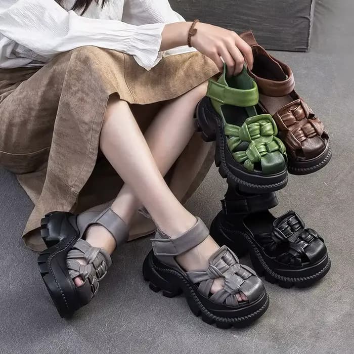 CKTINOO 2026 Nouvelles sandales d'été en cuir véritable à plateforme