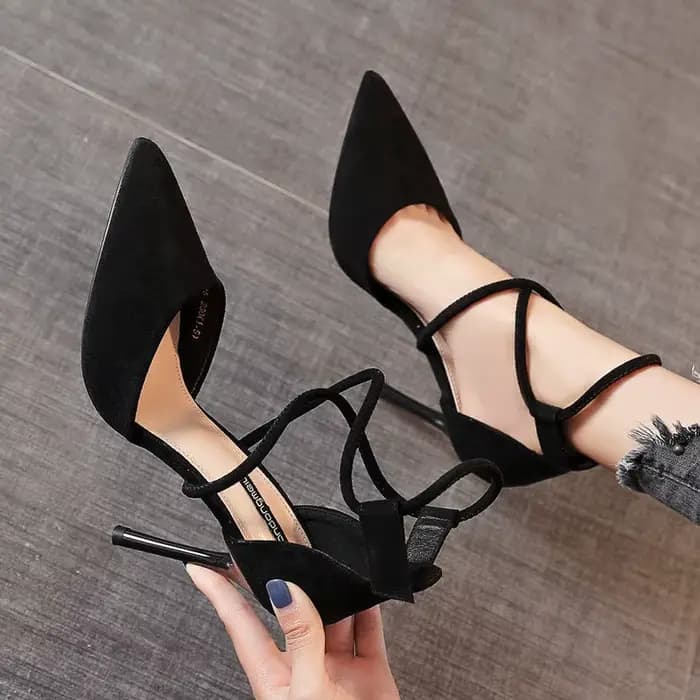 Sandale petit talon sandales Sexy femme élégante chaussures à talons mode Chic Point chaud noir rose