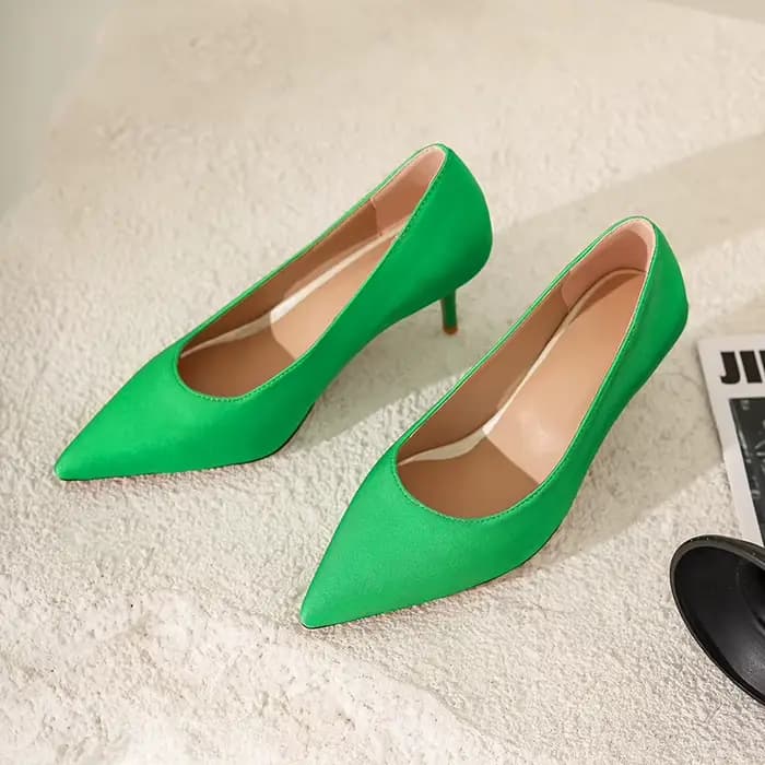 Bout pointu Talon bas Chaussures à talons hauts Imprimé léopard Rose Vert Noir Rouge