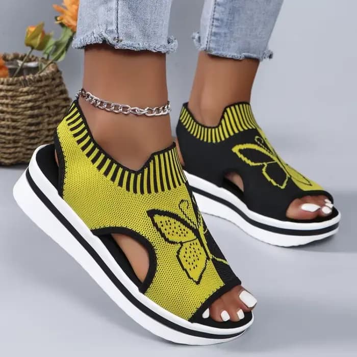 Nouvelles sandales plates pour femmes, en maille, à bout ouvert, décontractées, à talons bas, mules d'été, chaussures à plateforme pour femmes, sandales compensées sportives, confortables pour la plag