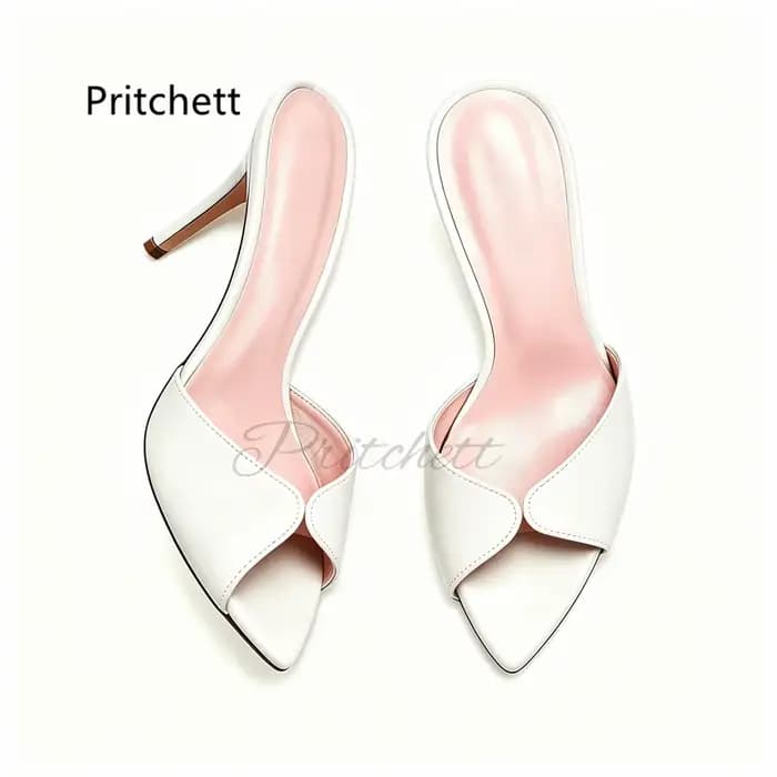 Mules élégantes en cuir mat à talon aiguille de 12 cm pour femme – Chaussures d'été à bout pointu et talons hauts