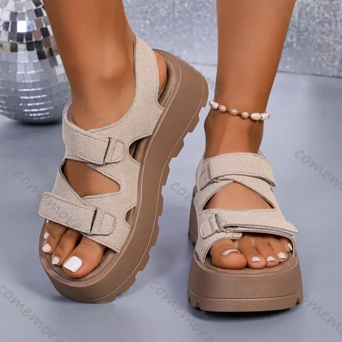 Comemore – sandales rétro pour femmes, chaussures d'été à talons hauts et plateforme à bout ouvert de 5CM, chaussures décontractées pour dames, Sandalias Femininas