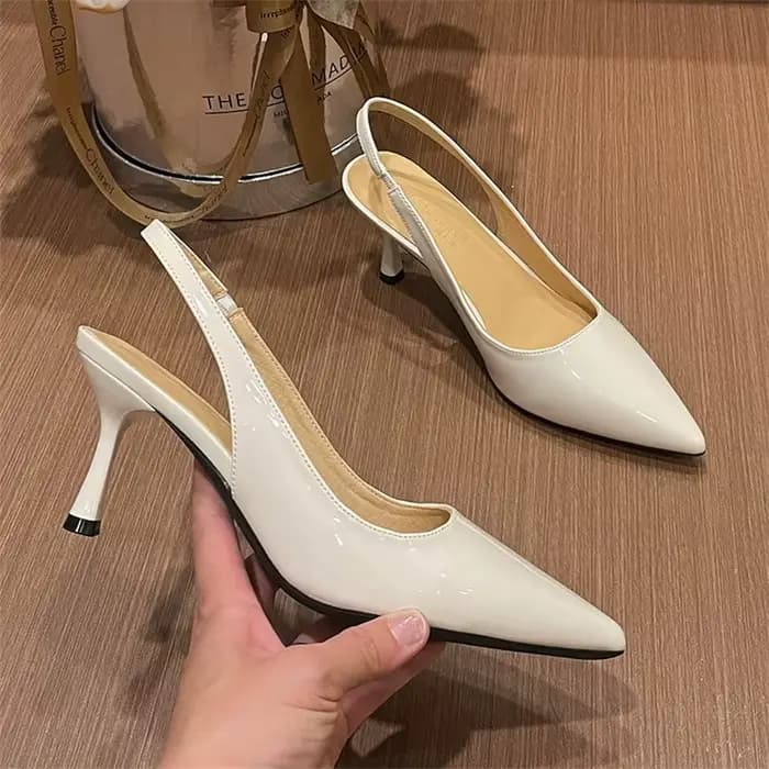 Sandales à talons aiguilles en cuir verni pour femmes, 7 cm, escarpins à talon fin, bout pointu, pour banquets, bals de promo, chaussures de soirée, Zapatos