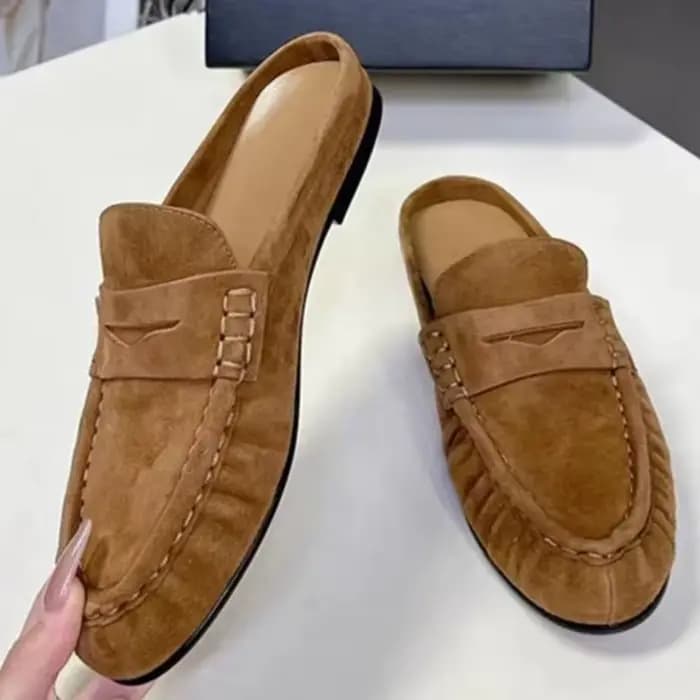 Dilalula 2026 Tendance Mules plissées en cuir naturel pour femme
