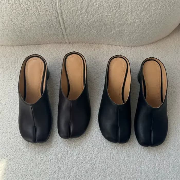 Nouvelles mules Tabi à bout fendu 2026 en cuir véritable