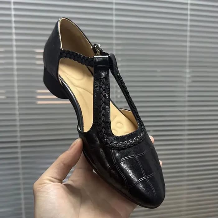 Nouvelles sandales tissées tendance à talon bas