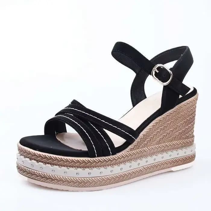 Femme chaussures coin avec plate-forme imperméable en cuir sandales d'extérieur pour les femmes Beige Original été 2025