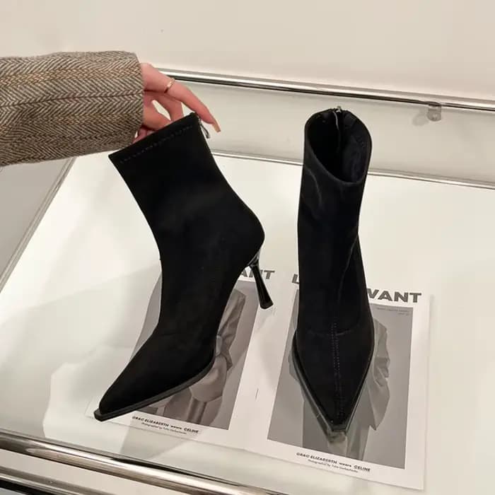 Bottines à talons hauts et bout pointu pour femmes