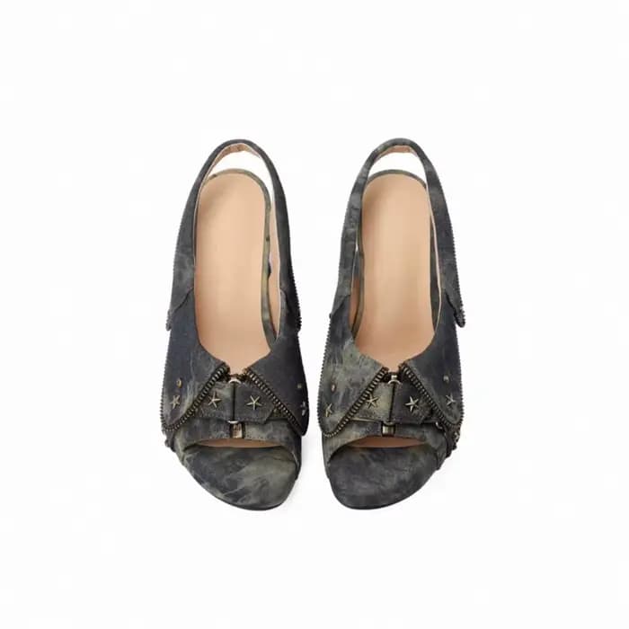Sandales rétro vieillies à bout ouvert pour femme