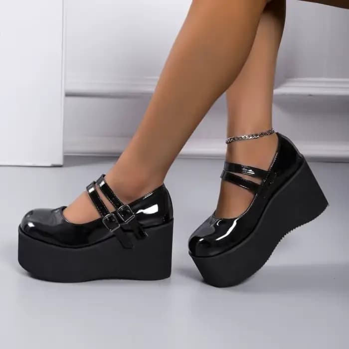 Nouvelles chaussures à talons compensés Mary Janes pour femme