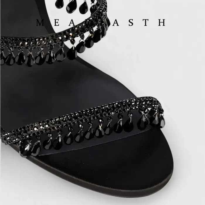 Sandales gladiateur à talons hauts noires pour femmes