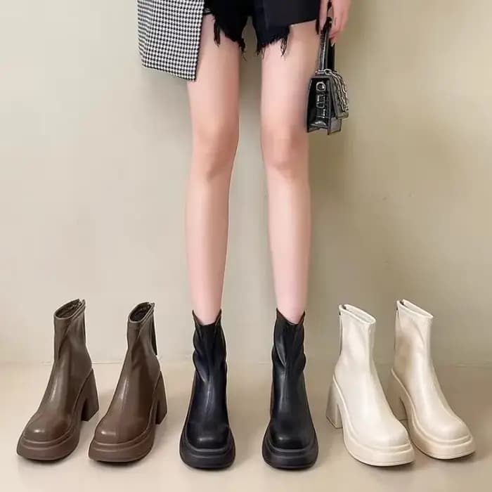 Bottines de travail en cuir à talons très hauts pour femmes