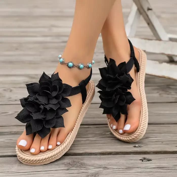 Nouvelles sandales femme à semelle souple et bride arrière, modèle 2026, avec décor floral, bout rond, à clipser, plates, confortables et légères