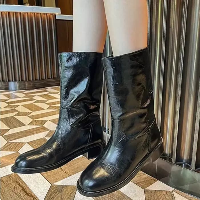 Chaussures mi-mollet à talon moyen pour femmes