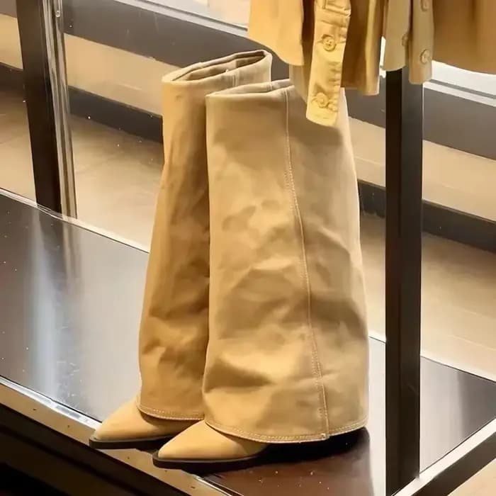 Bottes hautes en cuir épais pour femmes