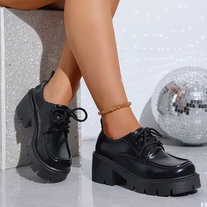 Escarpins plateforme vintage en cuir PU pour femme
