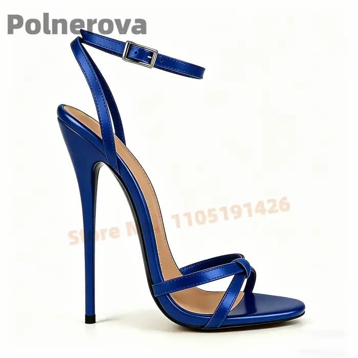 Sandales à talons hauts en cuir noir pour femme