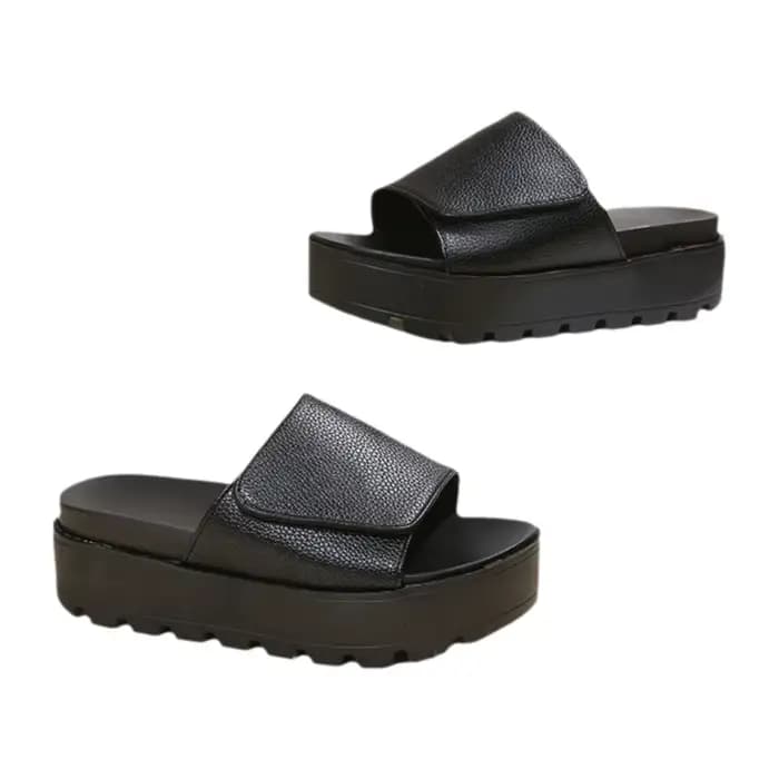 Soldes Exceptionnelles de la Saison : Nouvelles Sandales Compensées à Enfiler pour Femme avec Fermeture Auto-agrippante, Chaussures de Plage et d'Extérieur d'Été, Pantoufles à Bout Rond en Satin