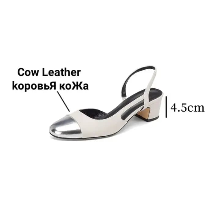 Leshion de Chanmeb femmes sandales en cuir véritable marque de luxe mélange de couleurs bloc talons chaussures dame Slingbacks pompes sandale bureau fête