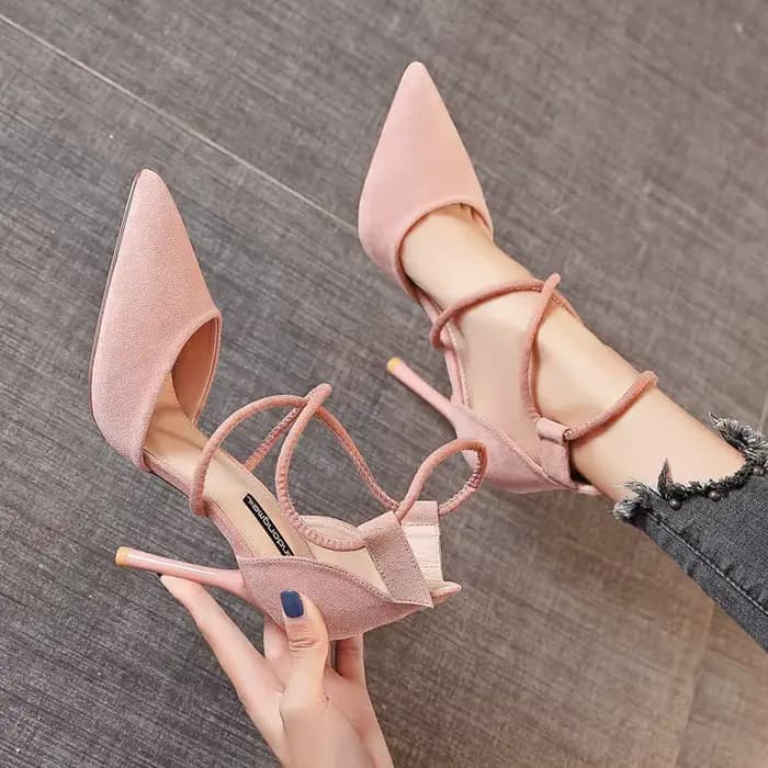Sandale petit talon sandales Sexy femme élégante chaussures à talons mode Chic Point chaud noir rose