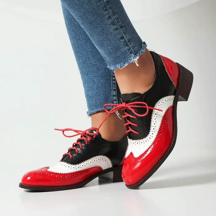 EAGSITY femmes oxford chaussures bout pointu richelieu chaussures talon carré loisirs de plein air sneaker quotidien sneaker marche chaussures de plein air