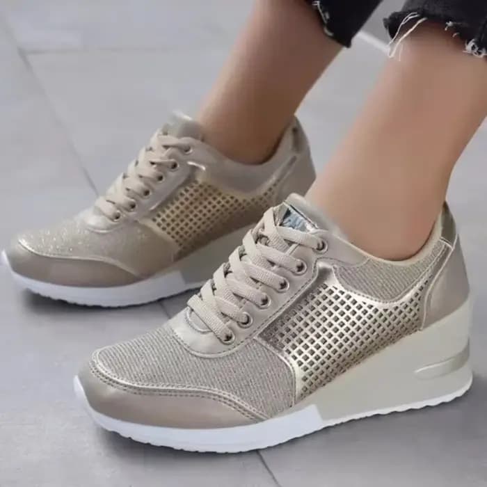 2025 baskets compensées maille plate-forme chaussures couleur unie fond épais fermeture éclair