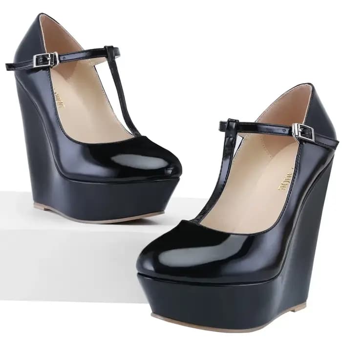 Chaussures à talons pour femmes 2026 Nouvelle collection automne-hiver 14cm Bout rond Bride en T Plateforme Talon