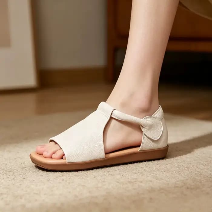 Sandales d'été en cuir de vachette première couche Summer Mint Mambo Dopamine pour femmes