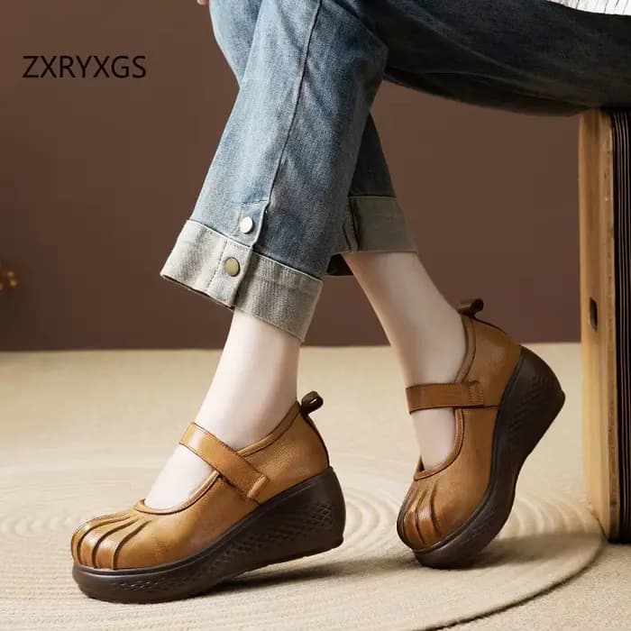 ZXRYXGS Chaussures classiques rétro en cuir véritable de qualité supérieure