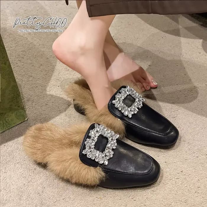 Mules de Luxe en Fourrure de Lapin pour Femme