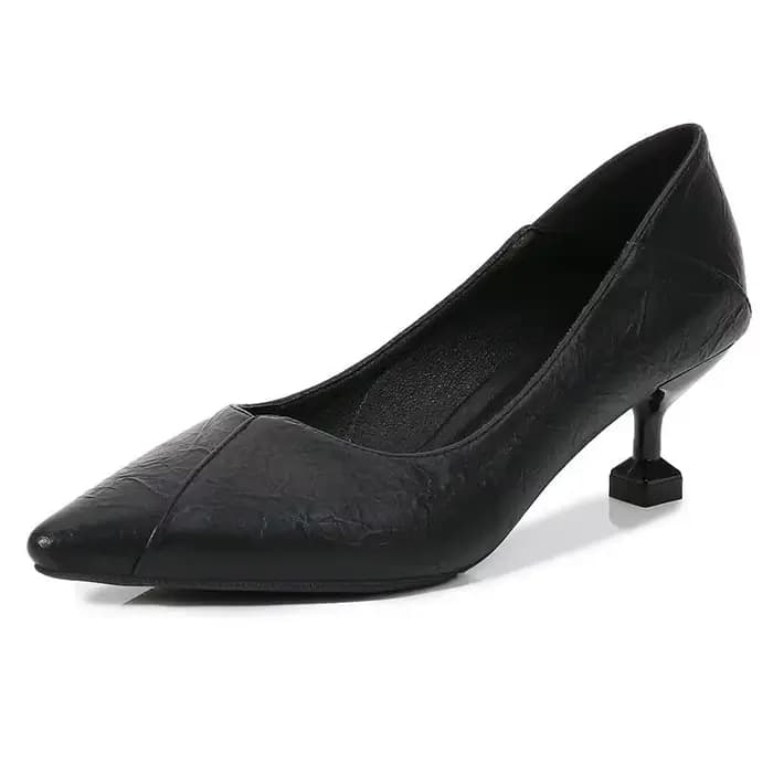 Talon aiguille pour femmes 2025 printemps et automne nouvelles chaussures simples sexy assorties avec tout chaussures de travail professionnelles petites chaussures en cuir noires