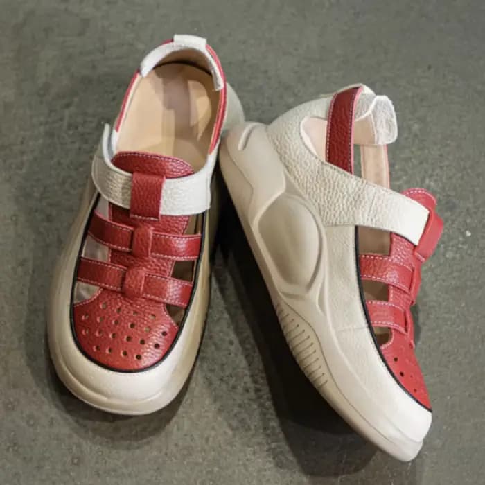 ZXRYXGS Nouveauté Été 2026 Sandales Compensées pour Femme en Cuir de Vachette Respirant
