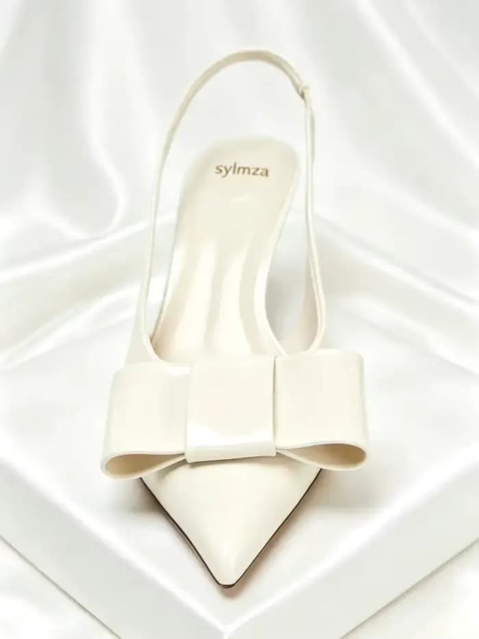 Sandales de créateur en cuir verni avec nœud papillon pour dames