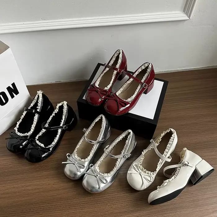 Talons hauts de ballet français argentés à bouche peu profonde pour femmes