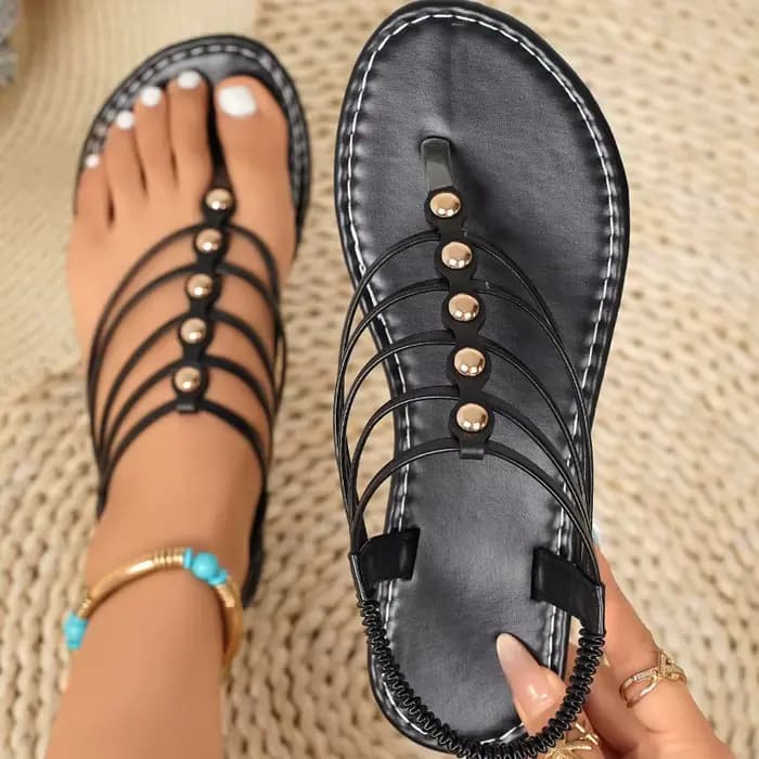 Nouvelles sandales de plage bohèmes 2026 à talon épais pour femmes – Chaussures polyvalentes