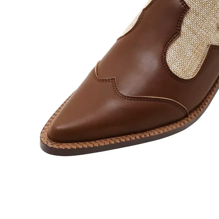 Kaky's-Pantoufles pointues en cuir de vache pour femmes