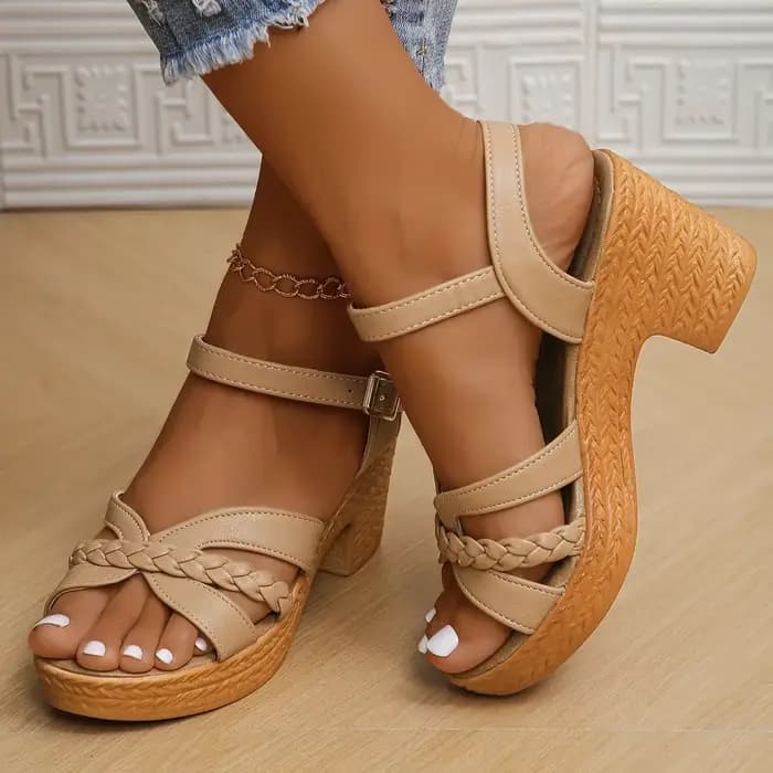Camel Optics-Sandales à Talons Hauts pour Femme