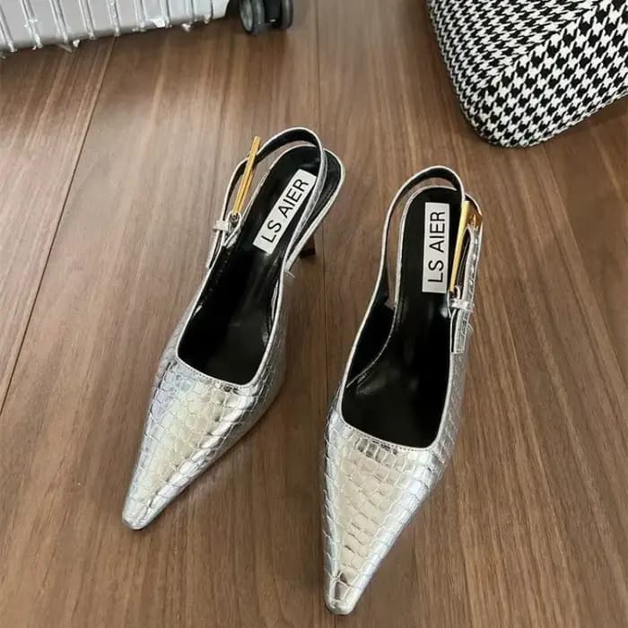 Chaussures Sexy à talons hauts argentés pour femmes