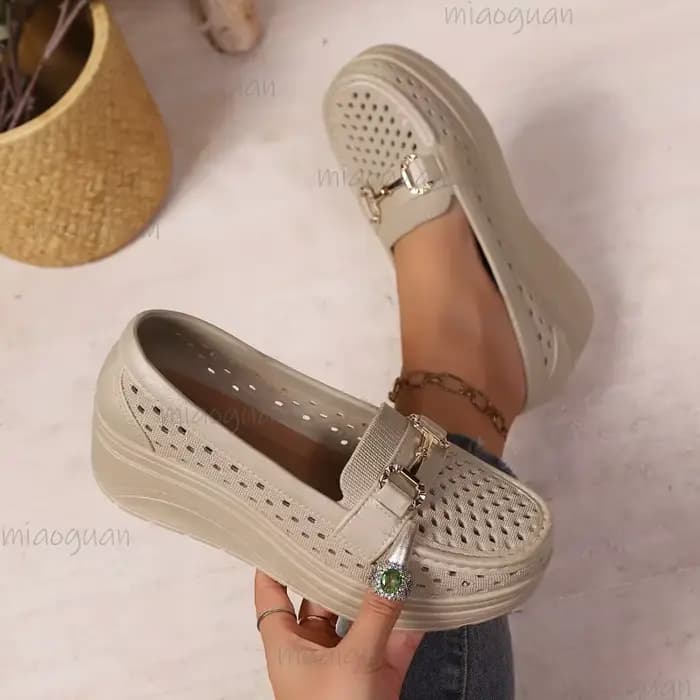Mocassins compensés évidés pour femmes