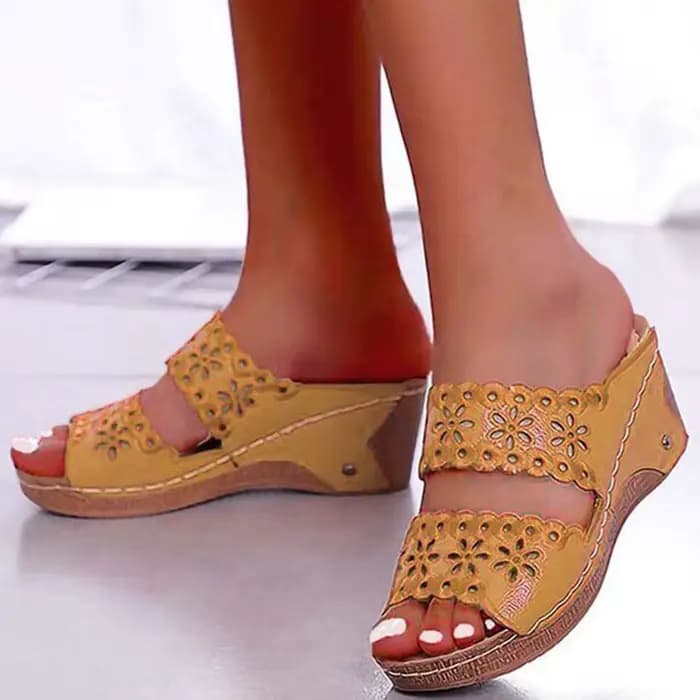 Sandales chaussures femmes été plate-forme chaussures femme sans lacet chaussures de marche coin femmes sandales rétro femme pantoufles chaussures femme