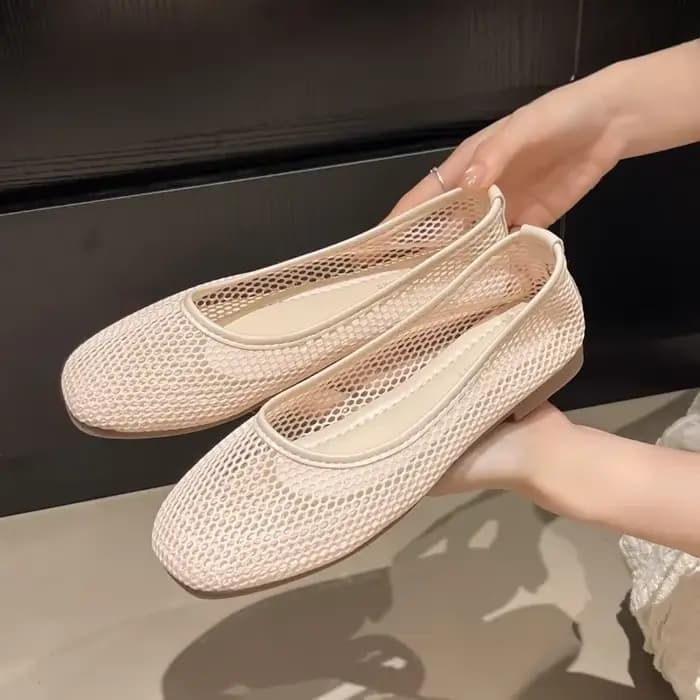 Maille Mary Jane chaussures pour femmes 2025 printemps nouvelle Niche bout rond bouche peu profonde plat Ballet