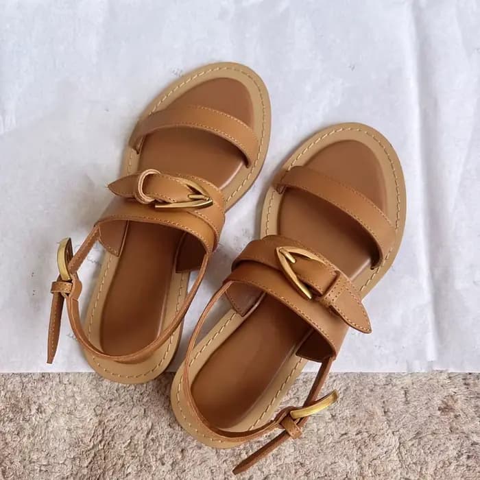 Sandales d'été 2026 pour femmes, nouvelle mode, sandales rétro en cuir de vachette faites à la main, chaussures plates en cuir véritable, Sandalias Femininas
